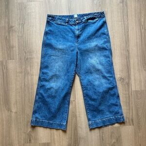 Gap High-Rise Wide-Leg Cropped Jeans Medium Wash